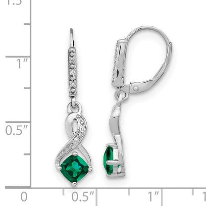 Sterling Silber Ohrringe mit synthetischem Smaragd und echten Diamanten