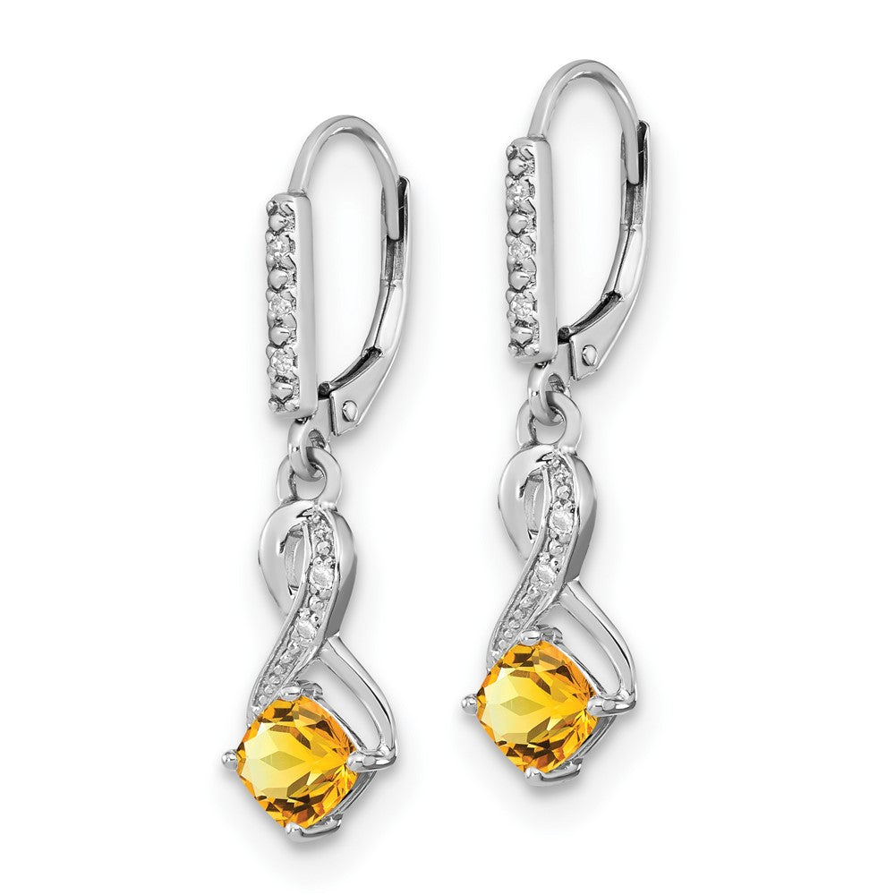 Sterling-Silber-Ohrringe mit Citrin und echten Diamanten