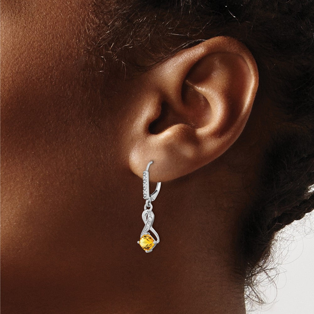 Sterling-Silber-Ohrringe mit Citrin und echten Diamanten