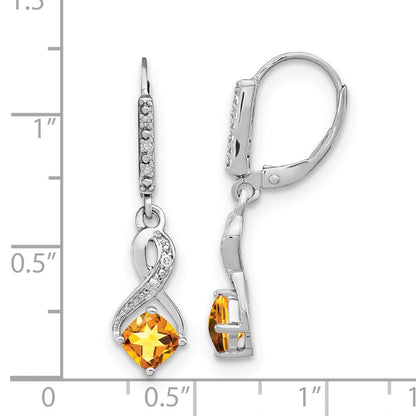 Sterling-Silber-Ohrringe mit Citrin und echten Diamanten