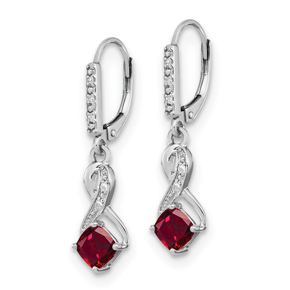 Ohrringe aus Sterling-Silber mit gezüchtetem Rubin und echtem Diamant