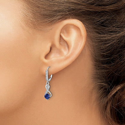Sterling Silber Ohrringe mit synthetischem Saphir und echtem Diamant