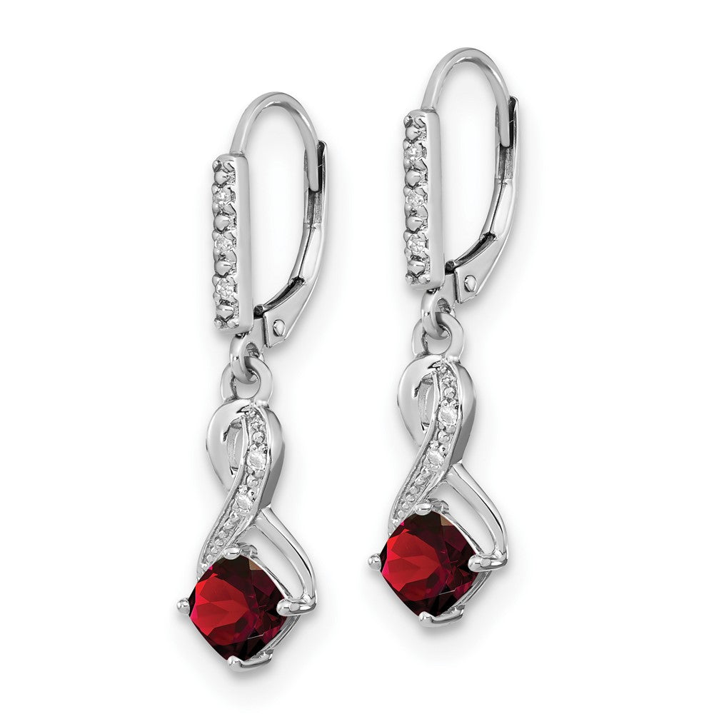 Sterling-Silber Granat- und Echtdiamant-Ohrringe