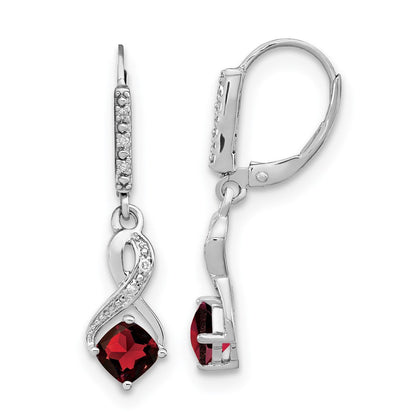Sterling-Silber Granat- und Echtdiamant-Ohrringe