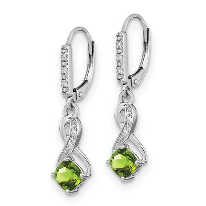 Sterling-Silber Peridot- und Echt-Diamant-Ohrringe