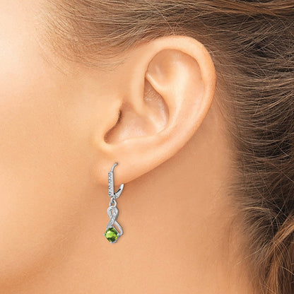 Sterling-Silber Peridot- und Echt-Diamant-Ohrringe