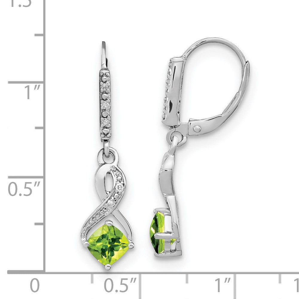 Sterling-Silber Peridot- und Echt-Diamant-Ohrringe