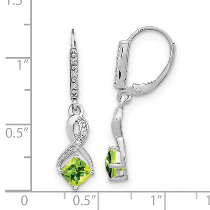 Sterling-Silber Peridot- und Echt-Diamant-Ohrringe