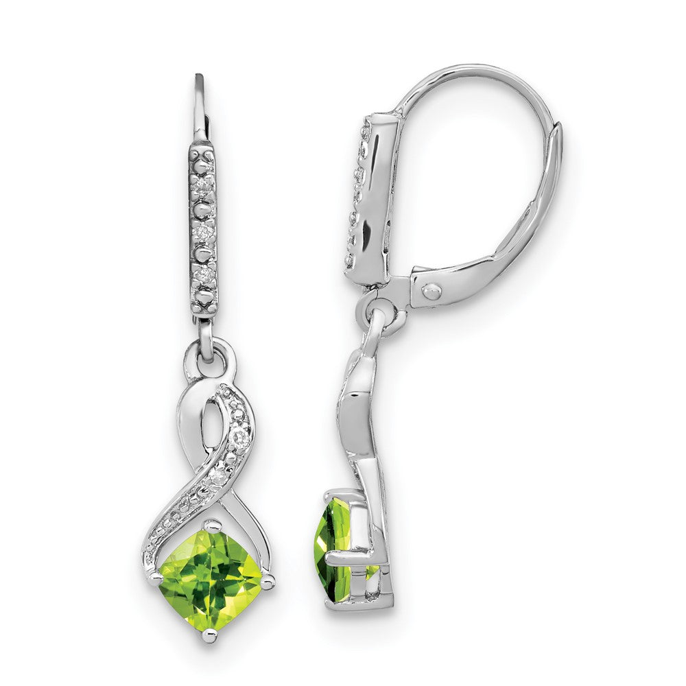 Sterling-Silber Peridot- und Echt-Diamant-Ohrringe