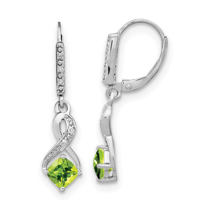 Sterling-Silber Peridot- und Echt-Diamant-Ohrringe