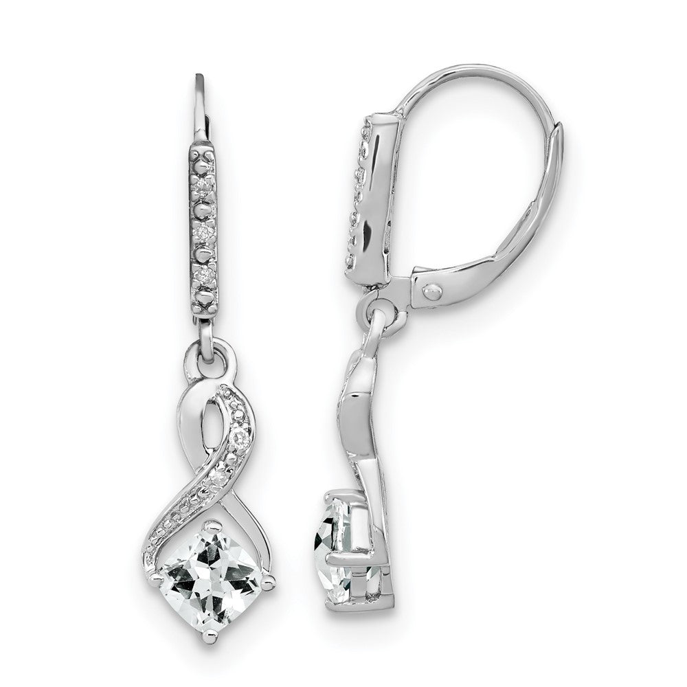Ohrringe aus Sterlingsilber mit Weißtopas und echten Diamanten