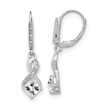 Ohrringe aus Sterlingsilber mit Weißtopas und echten Diamanten