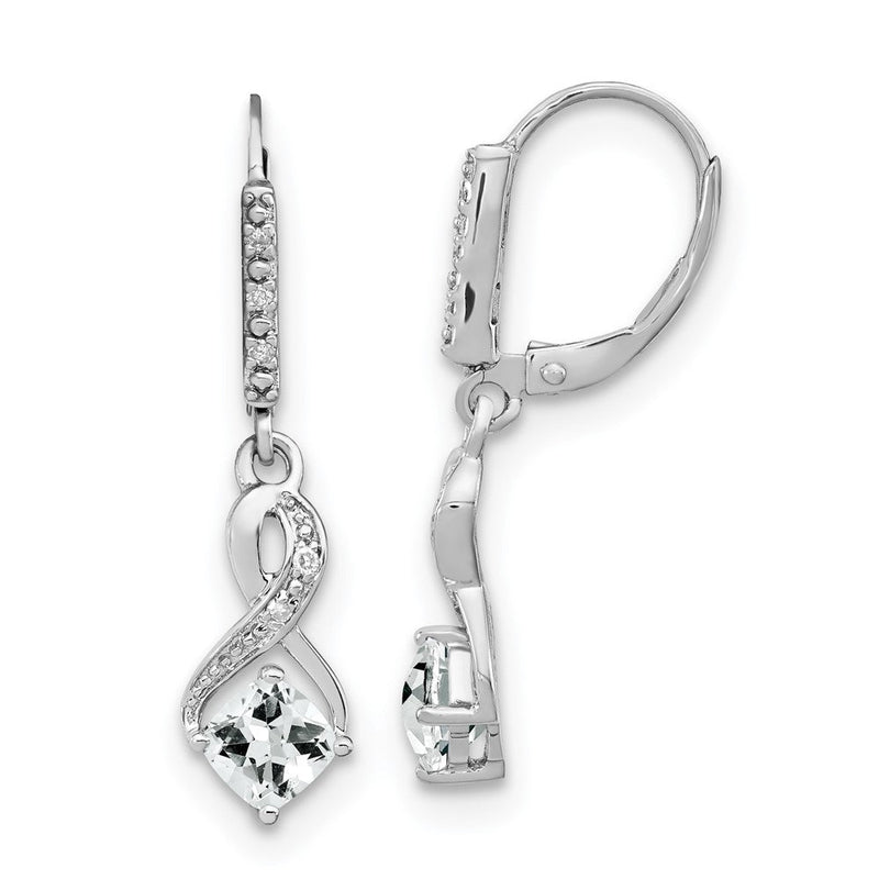 Ohrringe aus Sterlingsilber mit Weißtopas und echten Diamanten