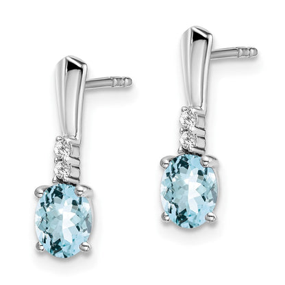 14K Weißgold Ohrhänger mit ovalem Aquamarin und echten Diamanten