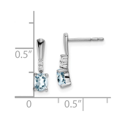 14K Weißgold Ohrhänger mit ovalem Aquamarin und echten Diamanten