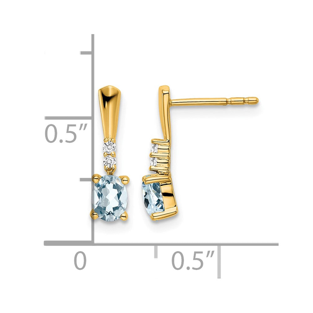 14K Gelbgold Oval Aquamarin und Diamant Ohrhänger