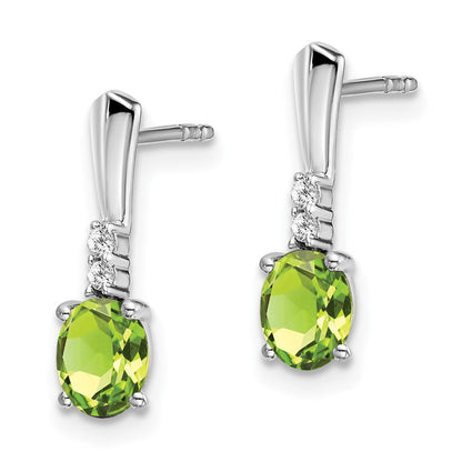 14K Weißgold Peridot oval und Diamant Ohrhänger