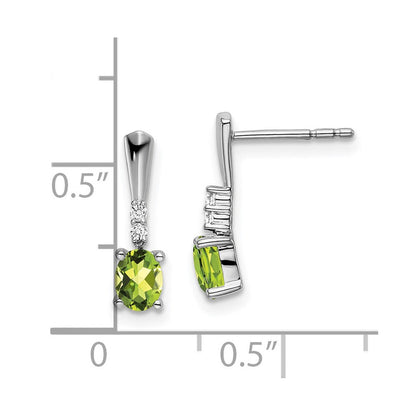 14K Weißgold Peridot oval und Diamant Ohrhänger