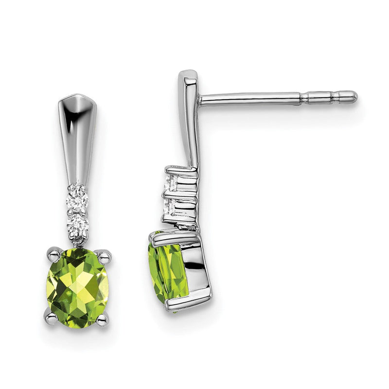 14K Weißgold Peridot oval und Diamant Ohrhänger