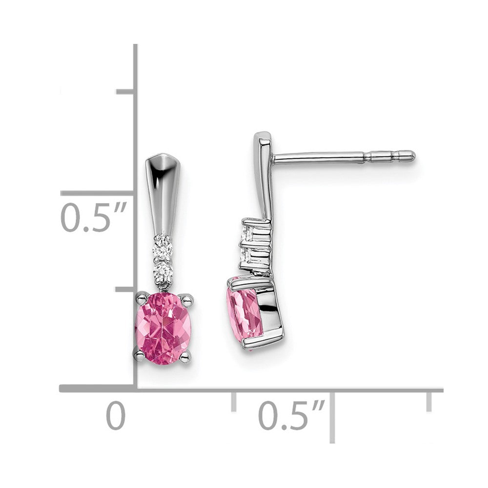 14K Weißgold Oval Rosa Turmalin und Diamant Ohrhänger