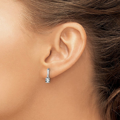 14K Weißgold Ohrhänger mit ovalem Weißtopas und echten Diamanten