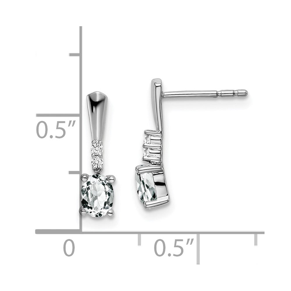 14K Weißgold Ohrhänger mit ovalem Weißtopas und echten Diamanten