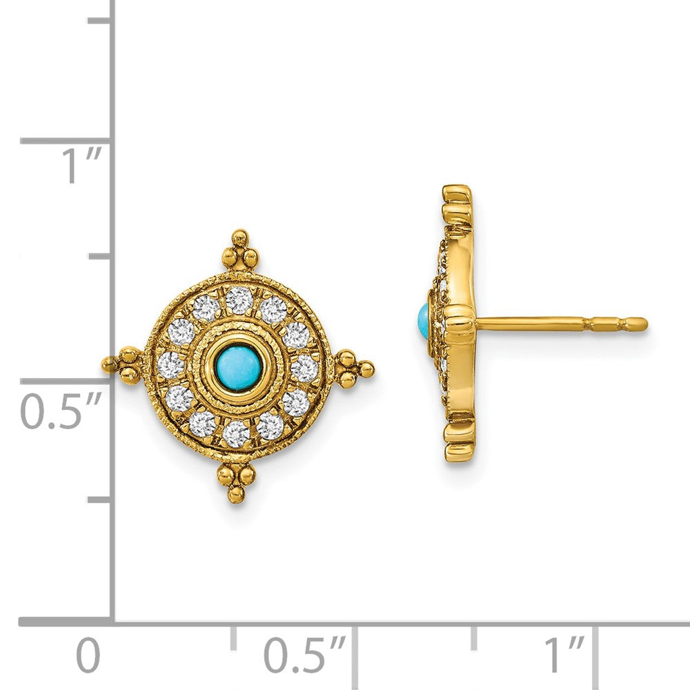 14K Gelbgold Ohrringe mit Türkis und Weißtopas