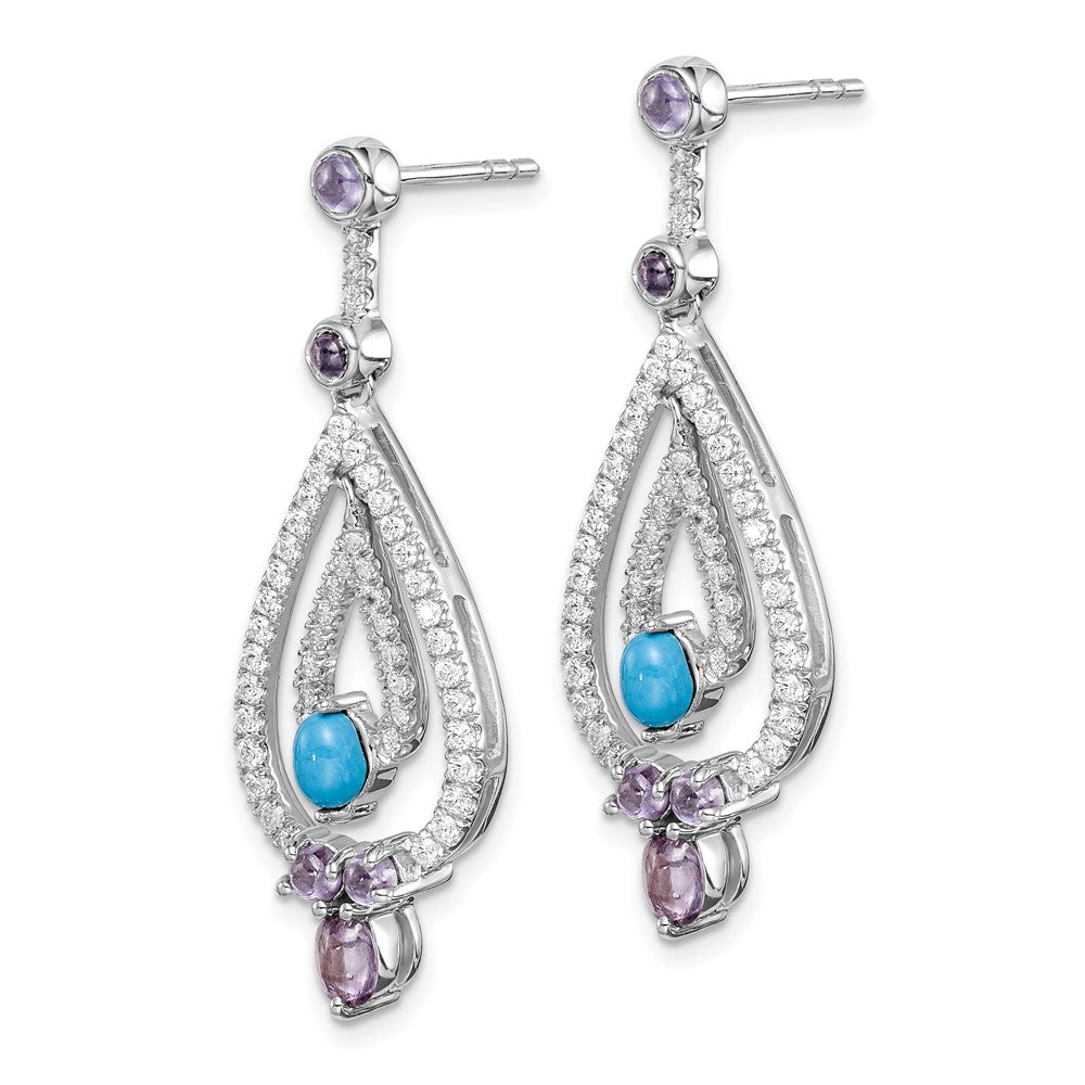14K Weißgold Türkis/amethyst/white Topas Ohrhänger