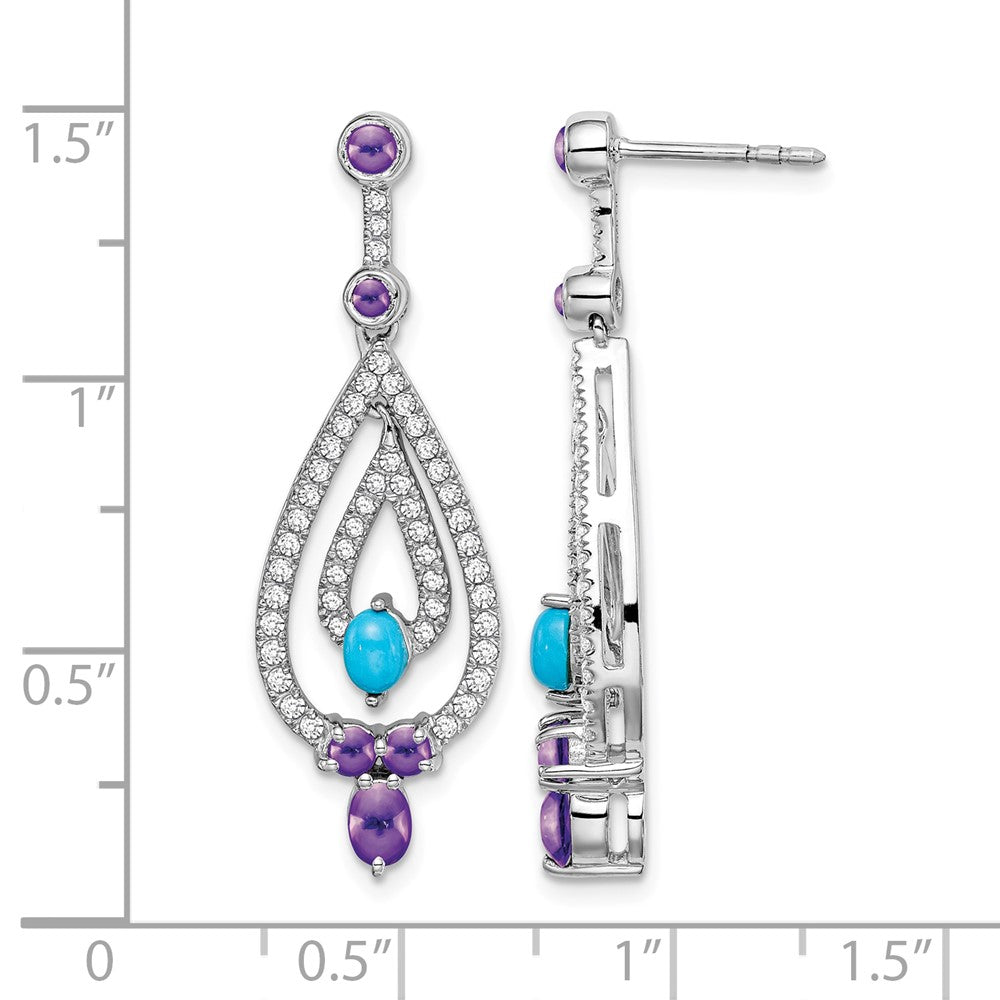 14K Weißgold Türkis/amethyst/white Topas Ohrhänger