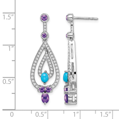14K Weißgold Türkis/amethyst/white Topas Ohrhänger
