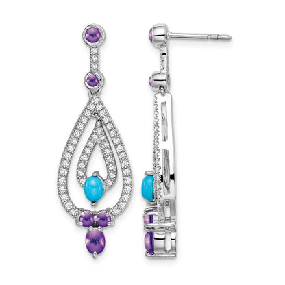 14K Weißgold Türkis/amethyst/white Topas Ohrhänger