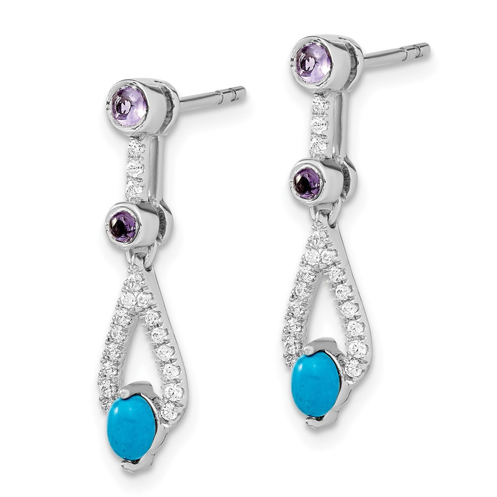 14K Weißgold Türkis/amethyst/white Topas Ohrhänger