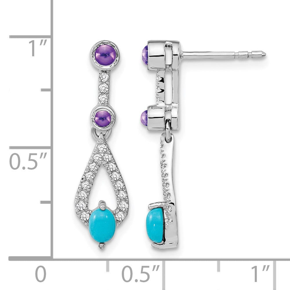 14K Weißgold Türkis/amethyst/white Topas Ohrhänger