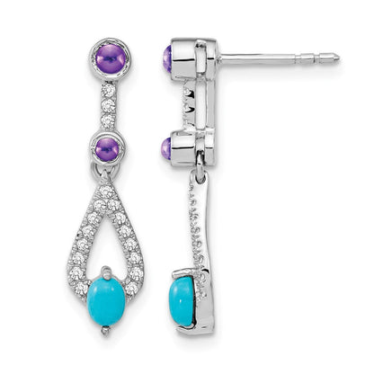 14K Weißgold Türkis/amethyst/white Topas Ohrhänger