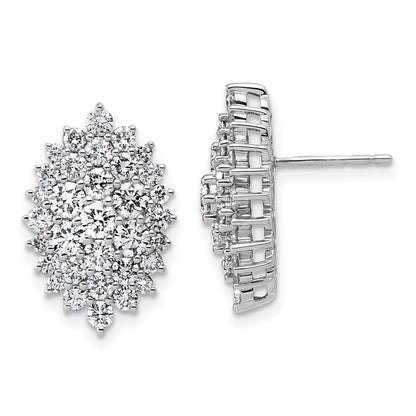 14K Weißgold 2 1/2 Karat Im Labor Gezüchtet Diamant Vs/si+ G+ Komplett Cluster Ohrstecker