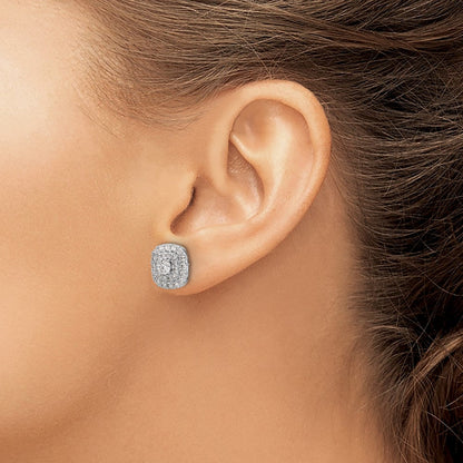 14K Weißgold Ohrstecker mit 1,5 ct. im Labor gezüchteten Diamanten VS/SI+ G+ mit Doppel-Halo-Fassung