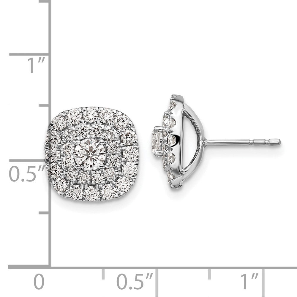 14K Weißgold Ohrstecker mit 1,5 ct. im Labor gezüchteten Diamanten VS/SI+ G+ mit Doppel-Halo-Fassung
