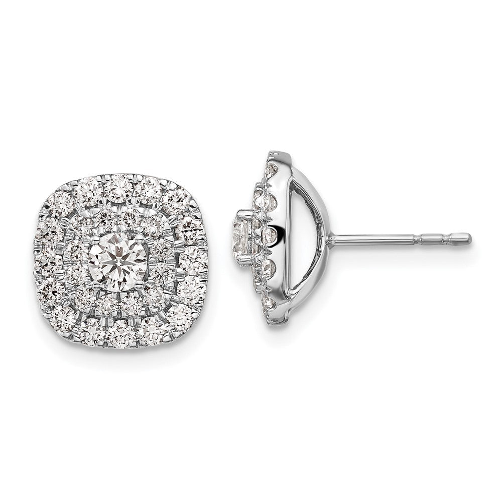 14K Weißgold Ohrstecker mit 1,5 ct. im Labor gezüchteten Diamanten VS/SI+ G+ mit Doppel-Halo-Fassung