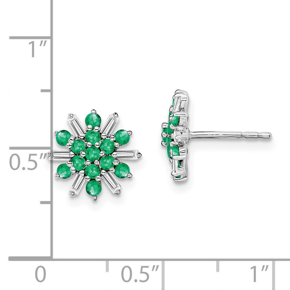14K Weißgold Ohrringe mit Smaragd und echten Diamanten