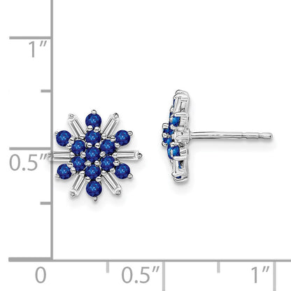 14K Weißgold Ohrringe mit Saphir und echten Diamanten