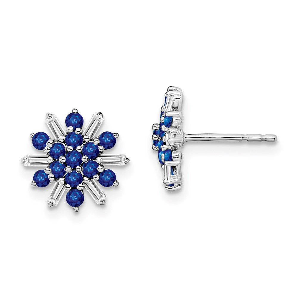 14K Weißgold Ohrringe mit Saphir und echten Diamanten