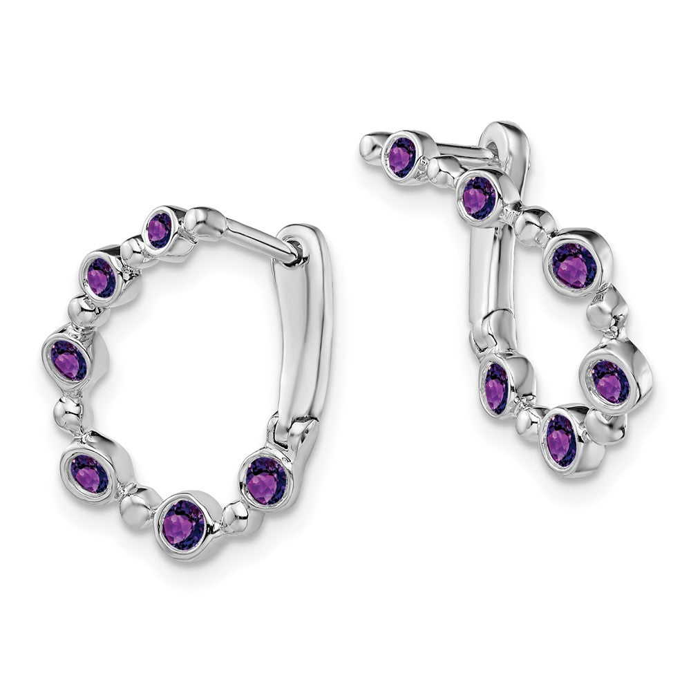 14K Weißgold Amethyst-Tropfen-Creolen