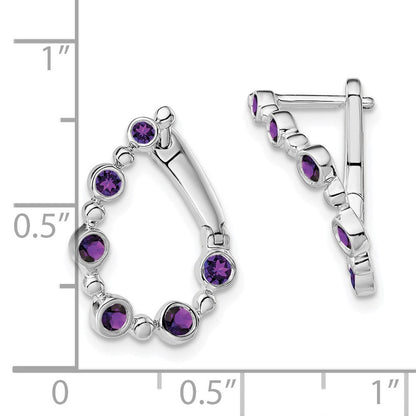 14K Weißgold Amethyst-Tropfen-Creolen