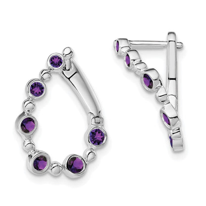 14K Weißgold Amethyst-Tropfen-Creolen
