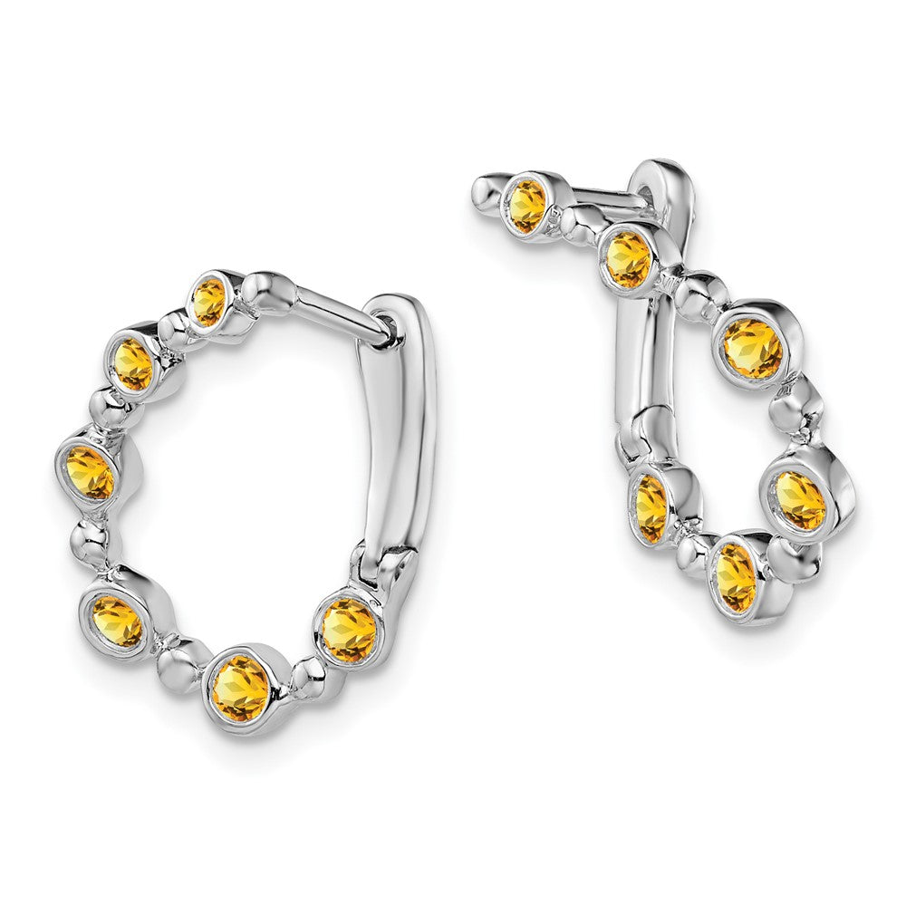 14K Weißgold Citrin-Tropfen-Creolen