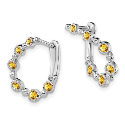 14K Weißgold Citrin-Tropfen-Creolen