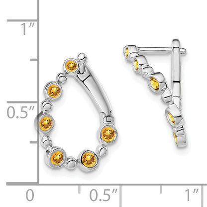 14K Weißgold Citrin-Tropfen-Creolen