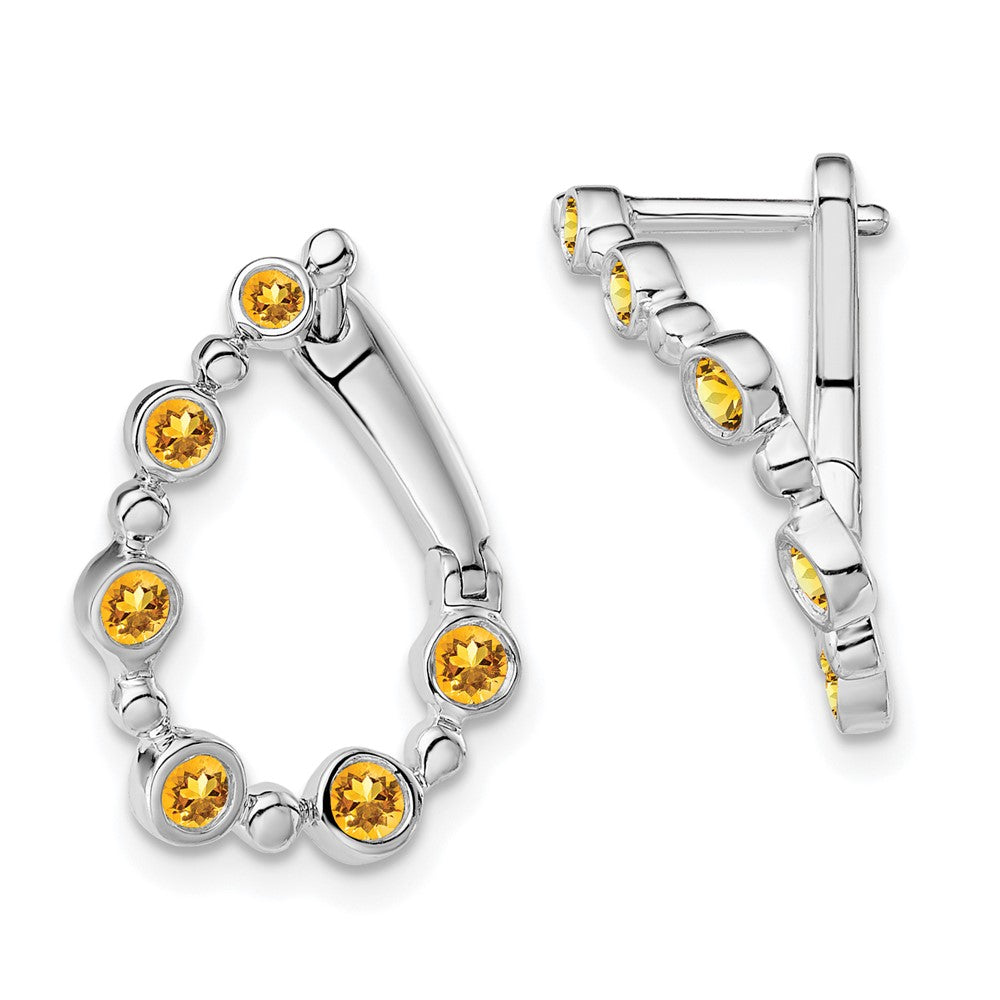14K Weißgold Citrin-Tropfen-Creolen