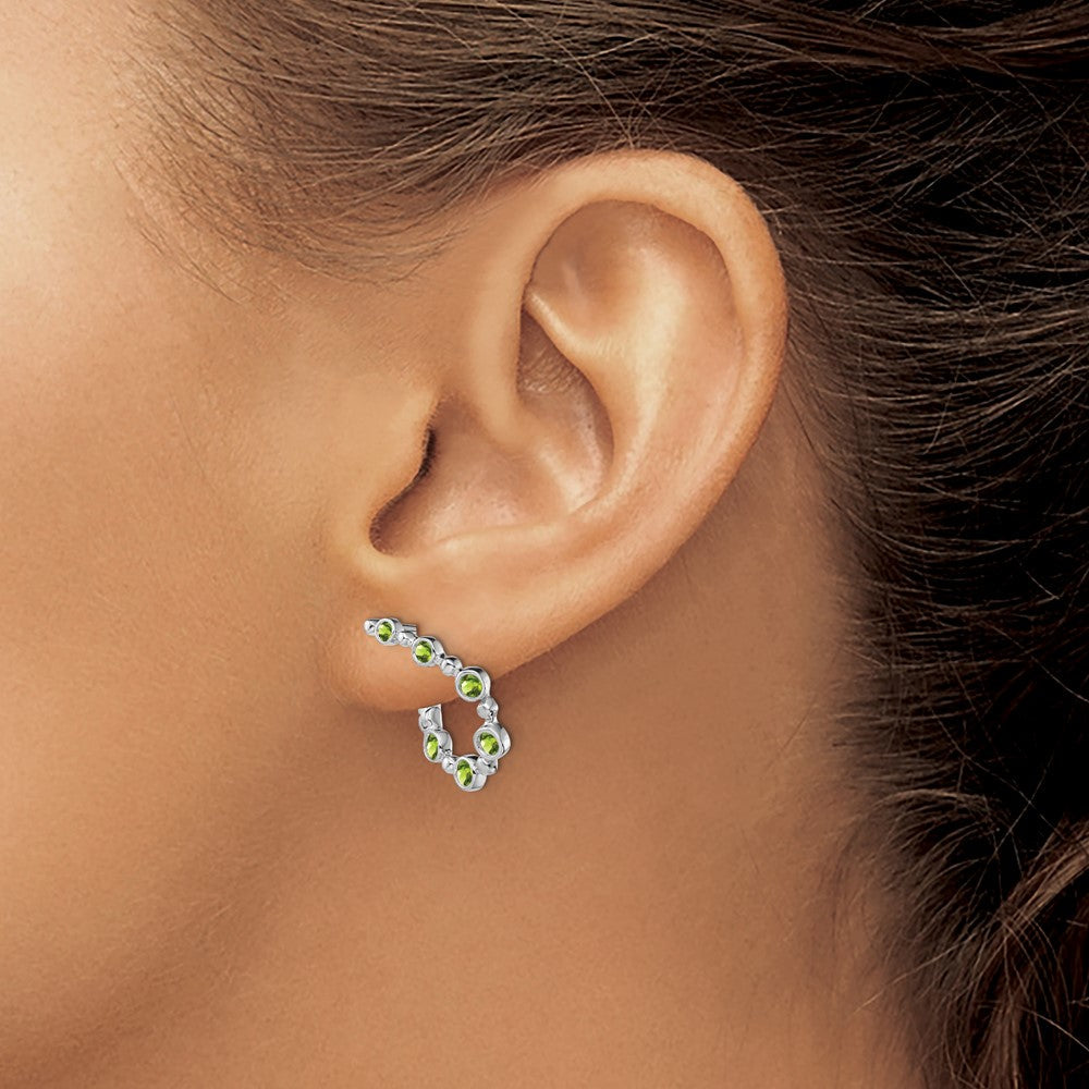 14K Weißgold Peridot-Tropfen-Creolen
