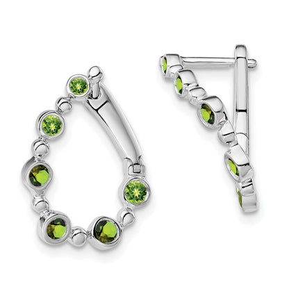 14K Weißgold Peridot-Tropfen-Creolen